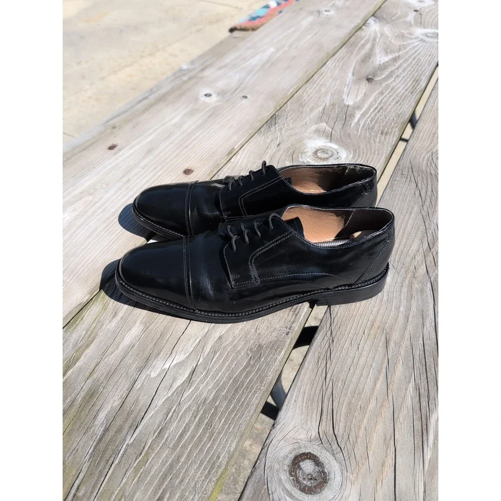 Nunn Bush Black Leather Dress Shoes Cap Toe Oxford Comfort Gel Insole Sz 12M EUC
